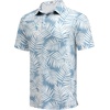 COOFANDY Mens Golf Polo Shirts Short Sleeve Quick Dry Casual Collared Shirt(Blue White Leaf)