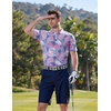 COOFANDY Mens Golf Polo Shirts Short Sleeve Quick Dry Casual Collared Shirt(Light Blue Leaf)