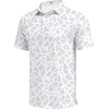 COOFANDY Mens Golf Polo Shirts Short Sleeve Quick Dry Casual Collared Shirt(White Grey Geometry)