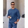 COOFANDY Men’s Heavyweight Long Sleeve T-Shirt Cotton Crew Neck Basic Tee(Dark Blue)