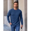 COOFANDY Men’s Heavyweight Long Sleeve T-Shirt Cotton Crew Neck Basic Tee(Dark Blue)