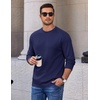 COOFANDY Men’s Heavyweight Long Sleeve T-Shirt Cotton Crew Neck Basic Tee(Navy)
