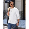 COOFANDY Men’s Heavyweight Long Sleeve T-Shirt Cotton Crew Neck Basic Tee(White)