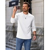 COOFANDY Men’s Heavyweight Long Sleeve T-Shirt Cotton Crew Neck Basic Tee(White)