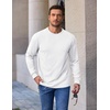 COOFANDY Men’s Heavyweight Long Sleeve T-Shirt Cotton Crew Neck Basic Tee(White)