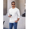 COOFANDY Men’s Heavyweight Long Sleeve T-Shirt Cotton Crew Neck Basic Tee(White)