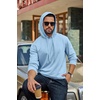 COOFANDY Men’s Hoodie Pullover Hooded Sweatshirt Casual Fashion Solid Fall(Light Blue)