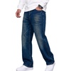COOFANDY Mens Jeans Relaxed Fit Stretch Denim Straight Leg Casual Pants(Dark Wash Denim)