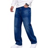 COOFANDY Mens Jeans Relaxed Fit Stretch Denim Straight Leg Casual Pants(Denim Blue)