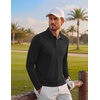 COOFANDY Men’s Long Sleeve Polo Shirt Collared Performance Golf Shirts(A-black)