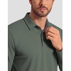 COOFANDY Men’s Long Sleeve Polo Shirt Collared Performance Golf Shirts(Army Green)