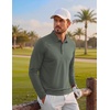 COOFANDY Men’s Long Sleeve Polo Shirt Collared Performance Golf Shirts(Army Green)