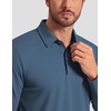 COOFANDY Men’s Long Sleeve Polo Shirt Collared Performance Golf Shirts(Blue)