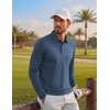 COOFANDY Men’s Long Sleeve Polo Shirt Collared Performance Golf Shirts(Blue)
