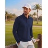 COOFANDY Men’s Long Sleeve Polo Shirt Collared Performance Golf Shirts(Dark Blue)