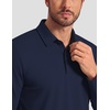 COOFANDY Men’s Long Sleeve Polo Shirt Collared Performance Golf Shirts(Dark Blue)