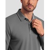 COOFANDY Men’s Long Sleeve Polo Shirt Collared Performance Golf Shirts(Dark Grey)