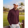 COOFANDY Men’s Long Sleeve Polo Shirt Collared Performance Golf Shirts(Dark Red)