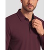 COOFANDY Men’s Long Sleeve Polo Shirt Collared Performance Golf Shirts(Dark Red)