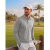 COOFANDY Men’s Long Sleeve Polo Shirt Collared Performance Golf Shirts(Light Grey)