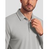 COOFANDY Men’s Long Sleeve Polo Shirt Collared Performance Golf Shirts(Light Grey)