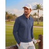 COOFANDY Men’s Long Sleeve Polo Shirt Collared Performance Golf Shirts(Navy Blue)