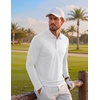 COOFANDY Men’s Long Sleeve Polo Shirt Collared Performance Golf Shirts(White)