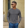 COOFANDY Men’s Long Sleeve T-Shirts Crew Neck Regular-Fit Tee Shirts Casual Basic Tshirts(Black Heather)