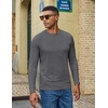 COOFANDY Men’s Long Sleeve T-Shirts Crew Neck Regular-Fit Tee Shirts Casual Basic Tshirts(Black Heather)