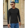 COOFANDY Men’s Long Sleeve T-Shirts Crew Neck Regular-Fit Tee Shirts Casual Basic Tshirts(Black&grey)