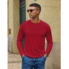 COOFANDY Men’s Long Sleeve T-Shirts Crew Neck Regular-Fit Tee Shirts Casual Basic Tshirts(Red)