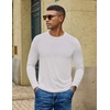 COOFANDY Men’s Long Sleeve T-Shirts Crew Neck Regular-Fit Tee Shirts Casual Basic Tshirts(White)
