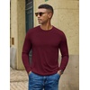 COOFANDY Men’s Long Sleeve T-Shirts Crew Neck Regular-Fit Tee Shirts Casual Basic Tshirts(Wine Red)