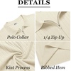 COOFANDY Men’s Quarter Zip Polo Shirt Short Sleeve Ribbed Knit Golf Tee(Beige)