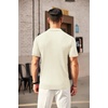 COOFANDY Men’s Quarter Zip Polo Shirt Short Sleeve Ribbed Knit Golf Tee(Beige)
