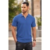 COOFANDY Men’s Quarter Zip Polo Shirt Short Sleeve Ribbed Knit Golf Tee(Blue)
