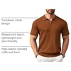 COOFANDY Men’s Quarter Zip Polo Shirt Short Sleeve Ribbed Knit Golf Tee(Brown)