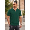 COOFANDY Men’s Quarter Zip Polo Shirt Short Sleeve Ribbed Knit Golf Tee(Hunter Green)