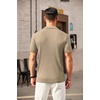 COOFANDY Men’s Quarter Zip Polo Shirt Short Sleeve Ribbed Knit Golf Tee(Khaki)