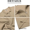 COOFANDY Men’s Quarter Zip Polo Shirt Short Sleeve Ribbed Knit Golf Tee(Khaki)