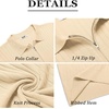 COOFANDY Men’s Quarter Zip Polo Shirt Short Sleeve Ribbed Knit Golf Tee(Light Khaki)
