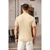 COOFANDY Men’s Quarter Zip Polo Shirt Short Sleeve Ribbed Knit Golf Tee(Light Khaki)