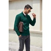 COOFANDY Men’s Quarter Zip Pullover Dress Regular Fit Mock Neck Sweater(Dark Green)