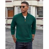 COOFANDY Men’s Quarter Zip Pullover Dress Regular Fit Mock Neck Sweater(Dark Green)