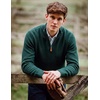 COOFANDY Men’s Quarter Zip Pullover Dress Regular Fit Mock Neck Sweater(Dark Green)