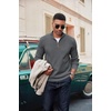 COOFANDY Men’s Quarter Zip Pullover Dress Regular Fit Mock Neck Sweater(Dark Grey)