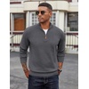 COOFANDY Men’s Quarter Zip Pullover Dress Regular Fit Mock Neck Sweater(Dark Grey)