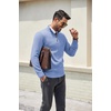 COOFANDY Men’s Quarter Zip Pullover Dress Regular Fit Mock Neck Sweater(Light Blue)