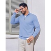 COOFANDY Men’s Quarter Zip Pullover Dress Regular Fit Mock Neck Sweater(Light Blue)