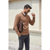 COOFANDY Men’s Quarter Zip Pullover Dress Regular Fit Mock Neck Sweater(Light Brown)